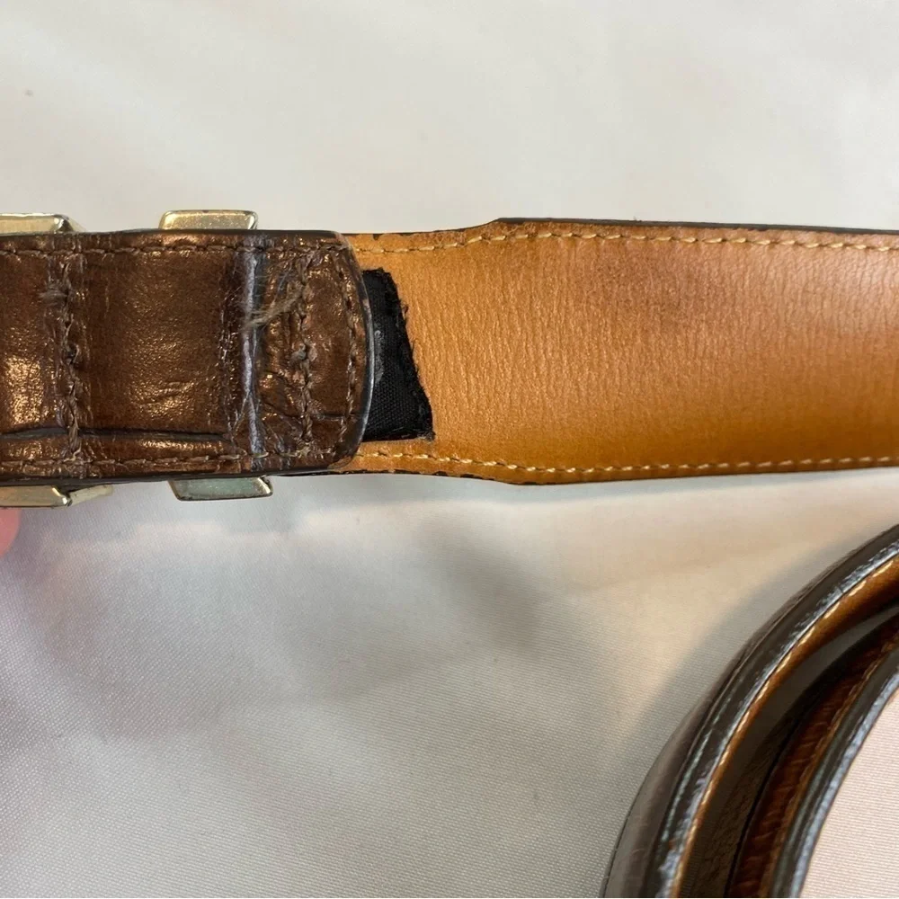 Brighton Vintage Onyx Crocodile Embossed Leather Belt #19408